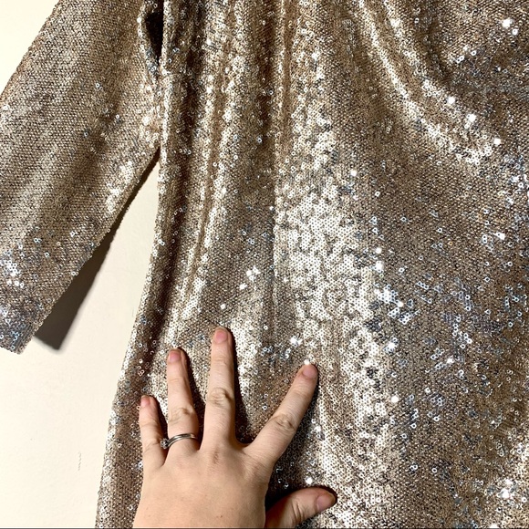 BB Dakota sequin body con one shoulder gold party dress New Year’s Eve NWT sz 8 - Picture 3 of 6